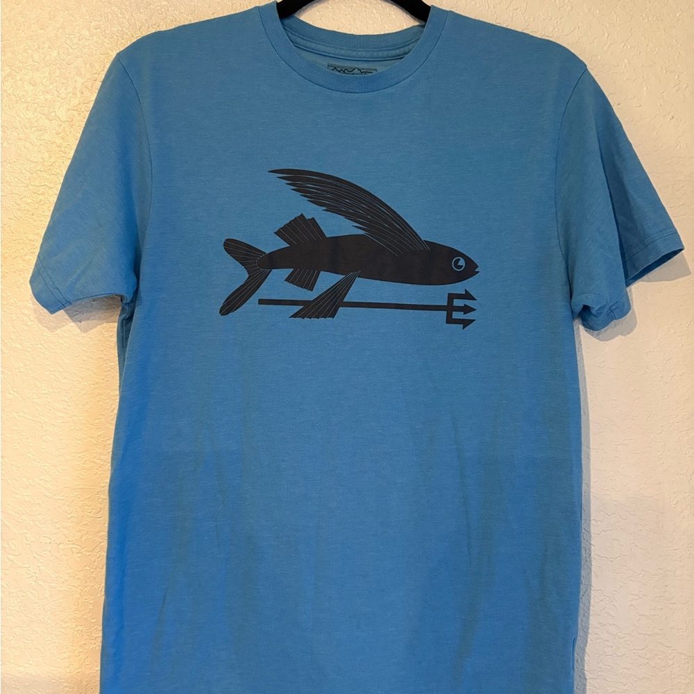 Patagonia Blue Tee with Black Fish Design